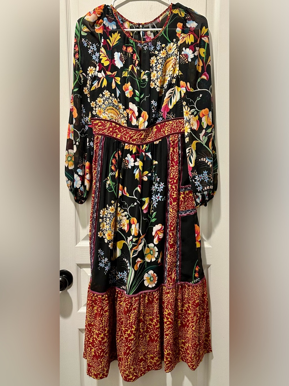 Anthropologie Adair Velvet Trimmed Midi Dress - Picture 3 of 11